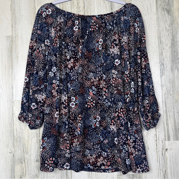 Amana Women's 2X Floral 3D Art Jersey Stretch Shirt Blouse Top Keyhole Sleeve - Picture 3 of 15